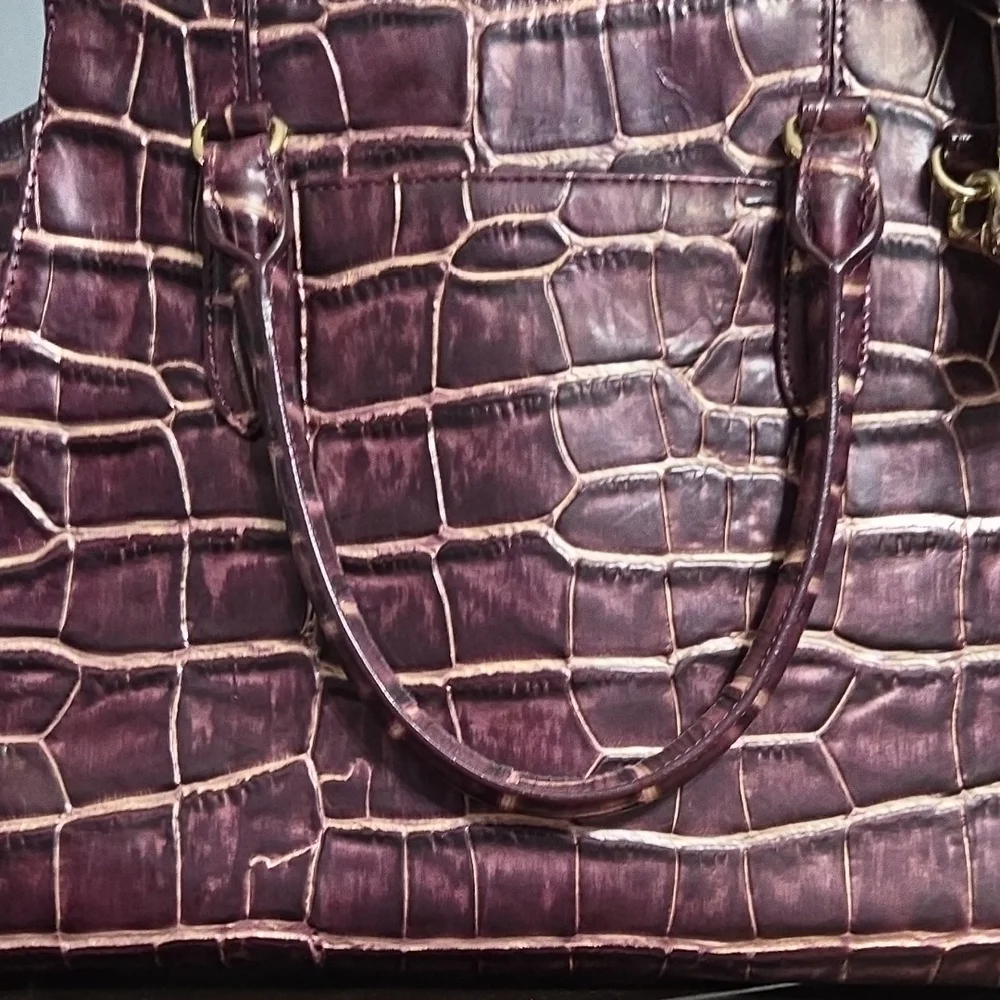 Brahmin Purple Croc Embossed Satchel Bag - Picture 4 of 5